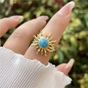 Eden by Adina Eden Gold and Turquoise Sunburst Ring